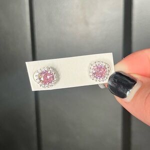 Pink and Silver Stud Earrings